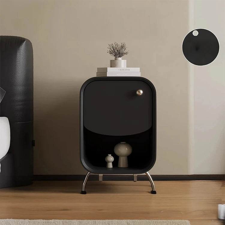 おしゃれなナイトテーブル|パイン材×ステンレス製|モダンデザインでベッドルームを彩る fjd-4727