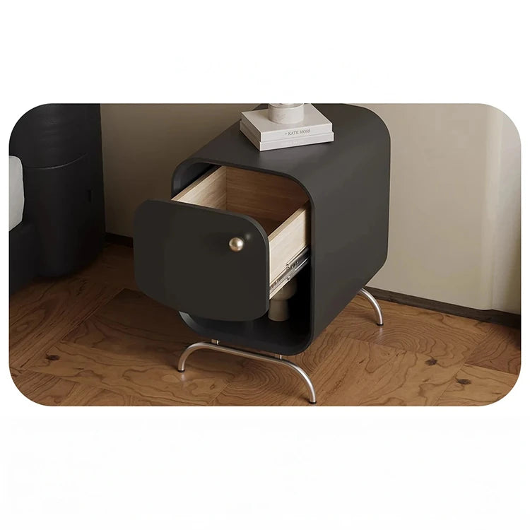 おしゃれなナイトテーブル|パイン材×ステンレス製|モダンデザインでベッドルームを彩る fjd-4727