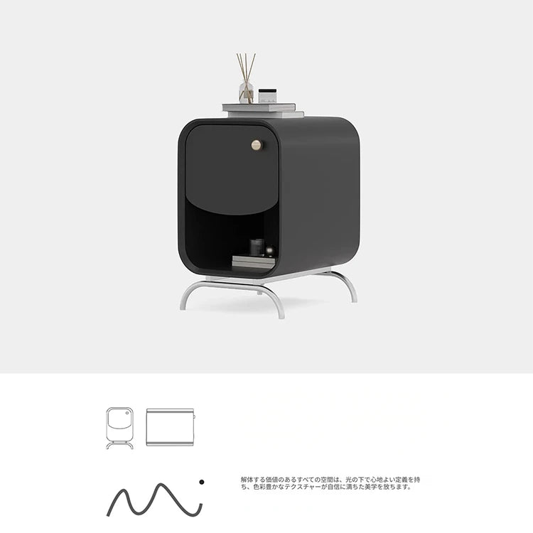 おしゃれなナイトテーブル|パイン材×ステンレス製|モダンデザインでベッドルームを彩る fjd-4727