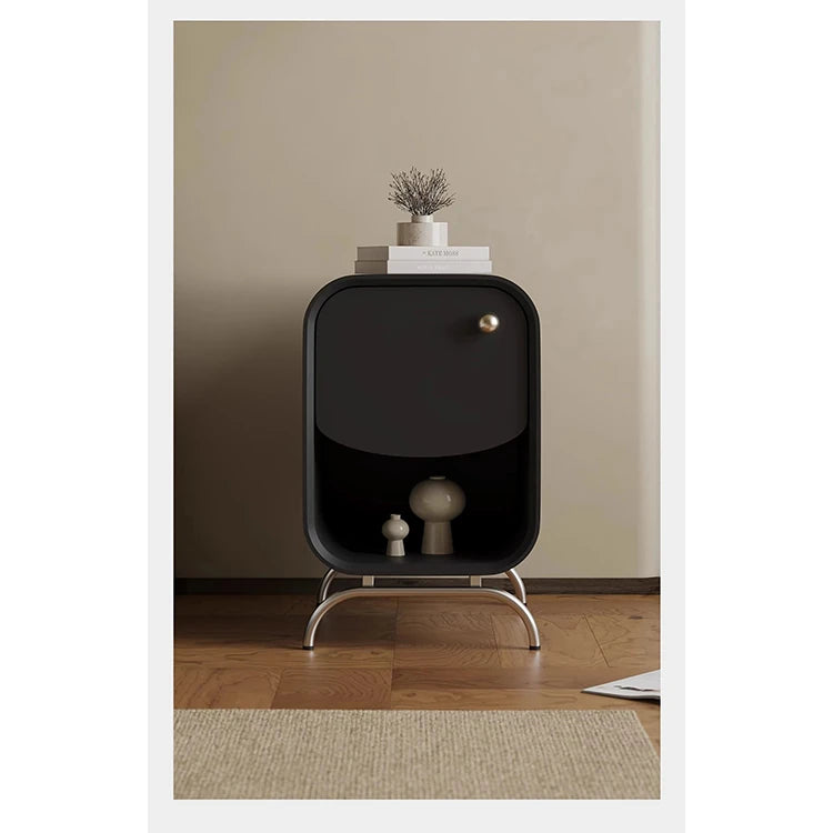 おしゃれなナイトテーブル|パイン材×ステンレス製|モダンデザインでベッドルームを彩る fjd-4727