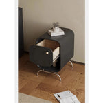 おしゃれなナイトテーブル|パイン材×ステンレス製|モダンデザインでベッドルームを彩る fjd-4727