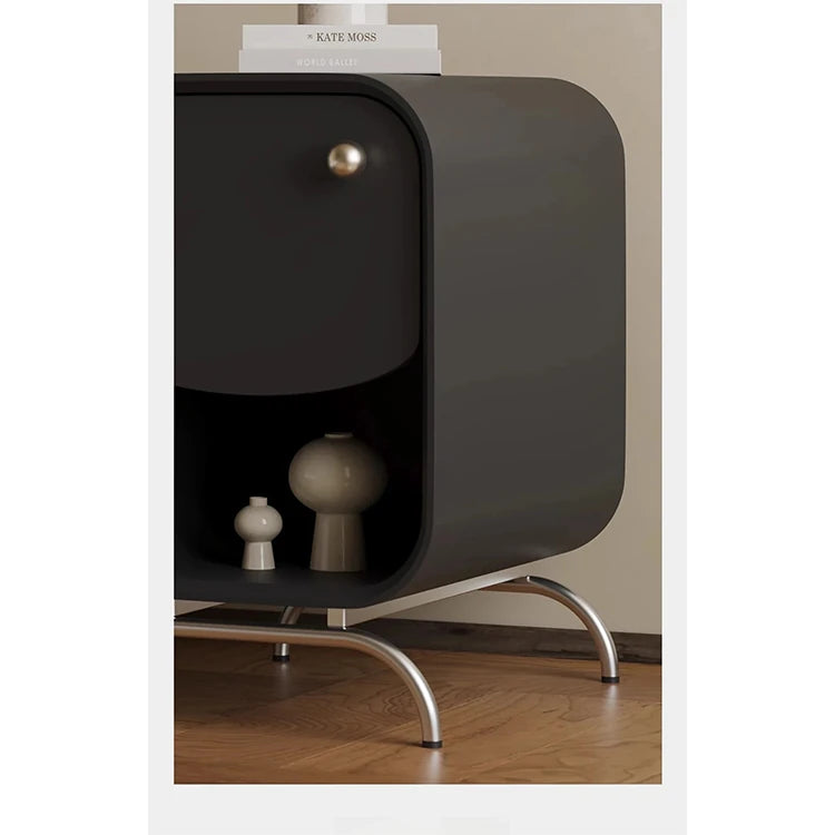 おしゃれなナイトテーブル|パイン材×ステンレス製|モダンデザインでベッドルームを彩る fjd-4727