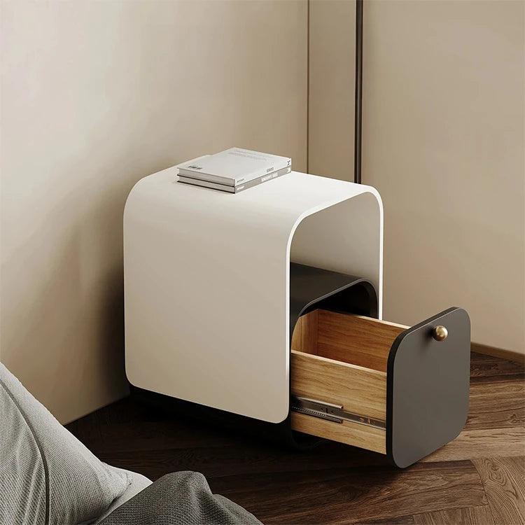 スタイリッシュなパイン製ナイトテーブル - モダンデザインでお部屋を彩る収納付きテーブル fjd-4728