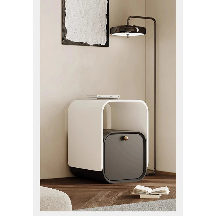 スタイリッシュなパイン製ナイトテーブル - モダンデザインでお部屋を彩る収納付きテーブル fjd-4728