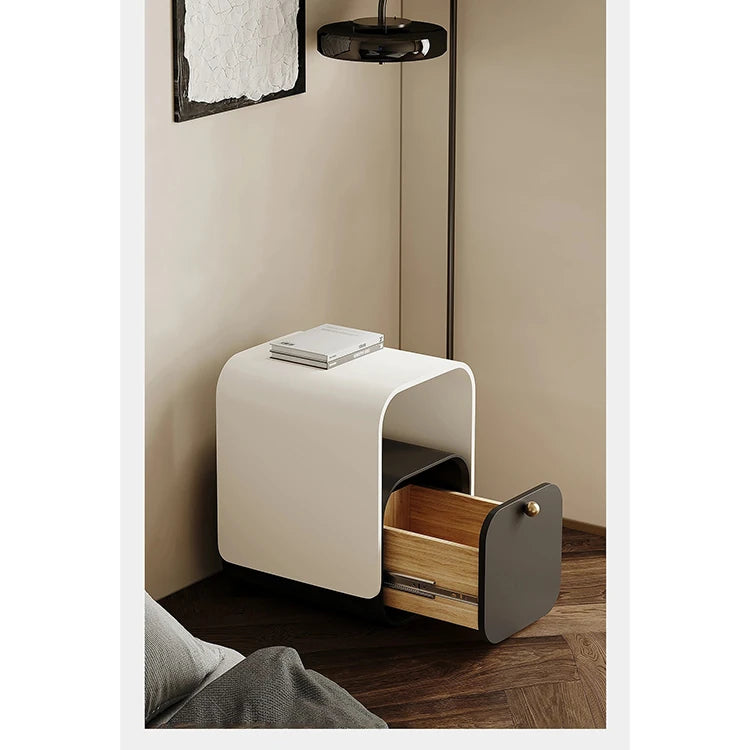 スタイリッシュなパイン製ナイトテーブル - モダンデザインでお部屋を彩る収納付きテーブル fjd-4728