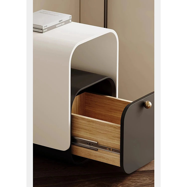 スタイリッシュなパイン製ナイトテーブル - モダンデザインでお部屋を彩る収納付きテーブル fjd-4728