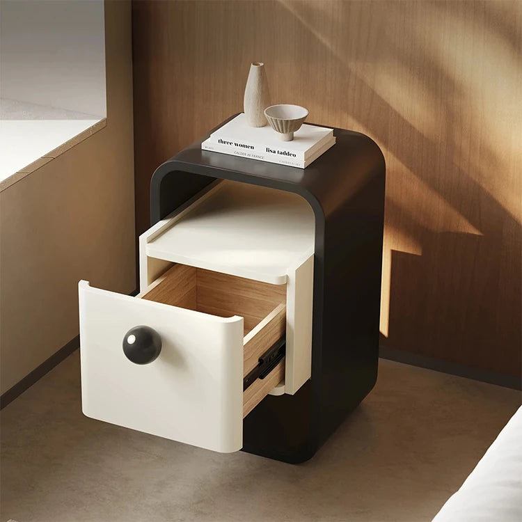 モダンデザインのパイン材ナイトテーブル|シンプルでスタイリッシュな収納家具 fjd-4733