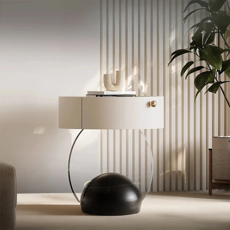 パイン材とアクリル使用のスタイリッシュナイトテーブル - モダンなデザインでインテリアを引き立てるおしゃれ家具 fjd-4735