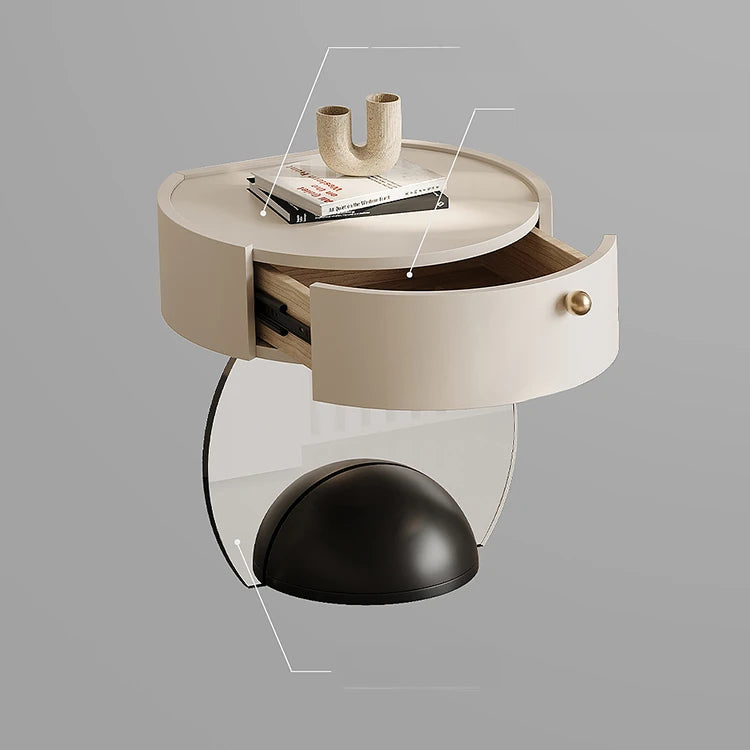 パイン材とアクリル使用のスタイリッシュナイトテーブル - モダンなデザインでインテリアを引き立てるおしゃれ家具 fjd-4735