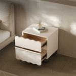 パイン材使用 おしゃれなナイトテーブル 収納付き デザイン家具 ホワイト×ブラック fjd-4736