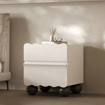 パイン材使用 おしゃれなナイトテーブル 収納付き デザイン家具 ホワイト×ブラック fjd-4736