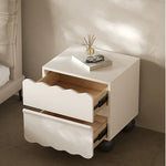 パイン材使用 おしゃれなナイトテーブル 収納付き デザイン家具 ホワイト×ブラック fjd-4736