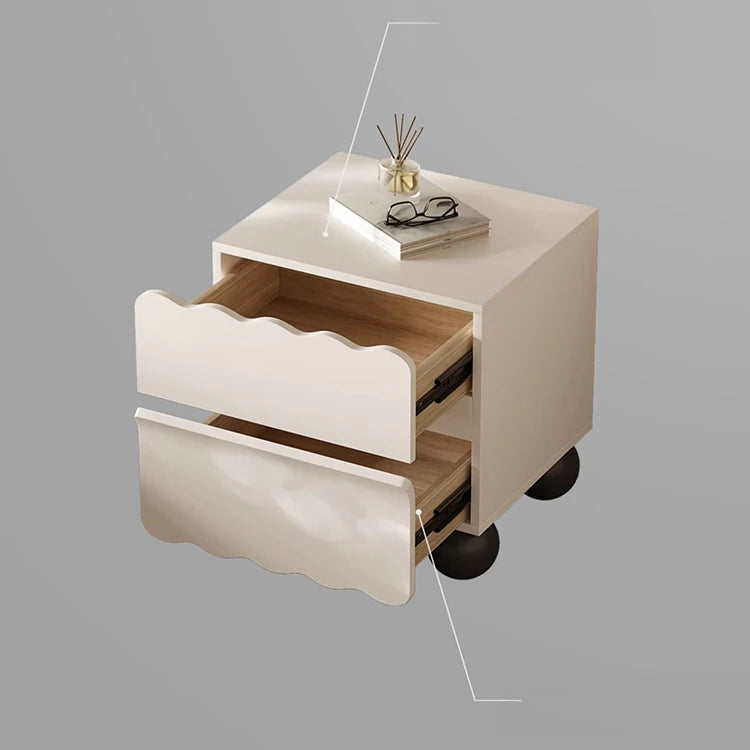 パイン材使用 おしゃれなナイトテーブル 収納付き デザイン家具 ホワイト×ブラック fjd-4736