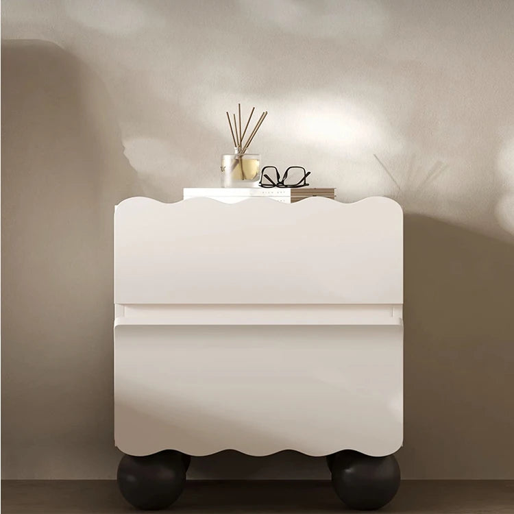 パイン材使用 おしゃれなナイトテーブル 収納付き デザイン家具 ホワイト×ブラック fjd-4736