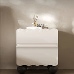 パイン材使用 おしゃれなナイトテーブル 収納付き デザイン家具 ホワイト×ブラック fjd-4736