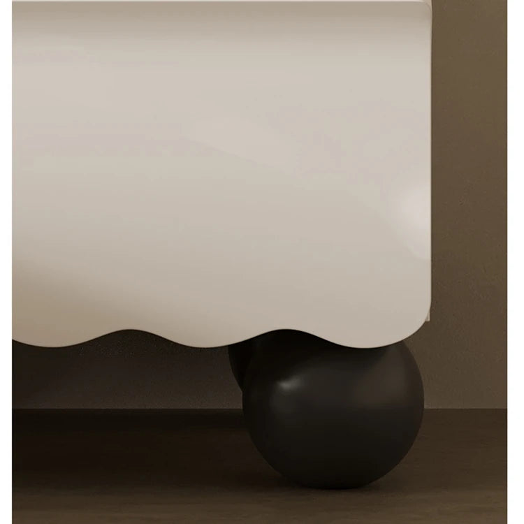 パイン材使用 おしゃれなナイトテーブル 収納付き デザイン家具 ホワイト×ブラック fjd-4736