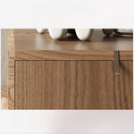 スタイリッシュなウッドナイトテーブル - 抽象的デザインと収納力抜群のサイドテーブル fjd-4738