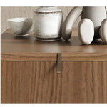 スタイリッシュなウッドナイトテーブル - 抽象的デザインと収納力抜群のサイドテーブル fjd-4738