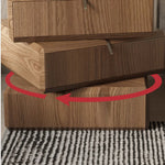 スタイリッシュなウッドナイトテーブル - 抽象的デザインと収納力抜群のサイドテーブル fjd-4738