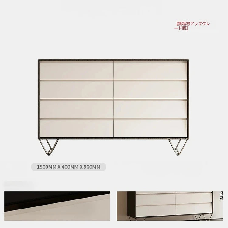 ステンレス製のモダンキャビネット|パイン材使用・収納力抜群・インテリアに最適 fjd-4744