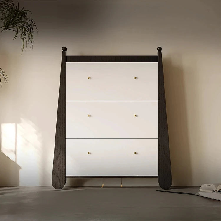 アッシュ材キャビネット - モダンでスタイリッシュな収納家具、3段引き出し付き fjd-4746