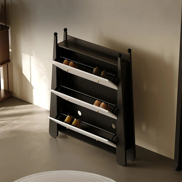 アッシュ材キャビネット - モダンでスタイリッシュな収納家具、3段引き出し付き fjd-4746