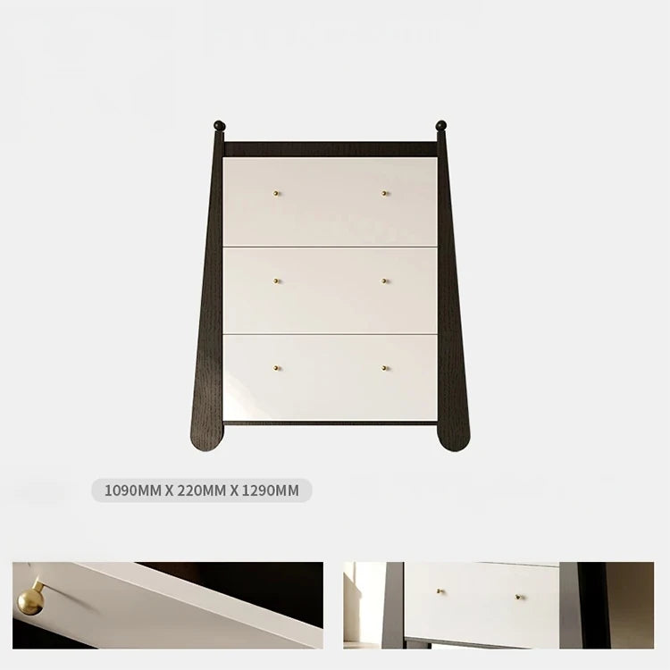 アッシュ材キャビネット - モダンでスタイリッシュな収納家具、3段引き出し付き fjd-4746