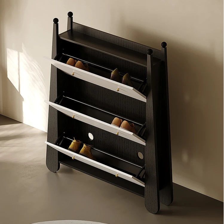 アッシュ材キャビネット - モダンでスタイリッシュな収納家具、3段引き出し付き fjd-4746