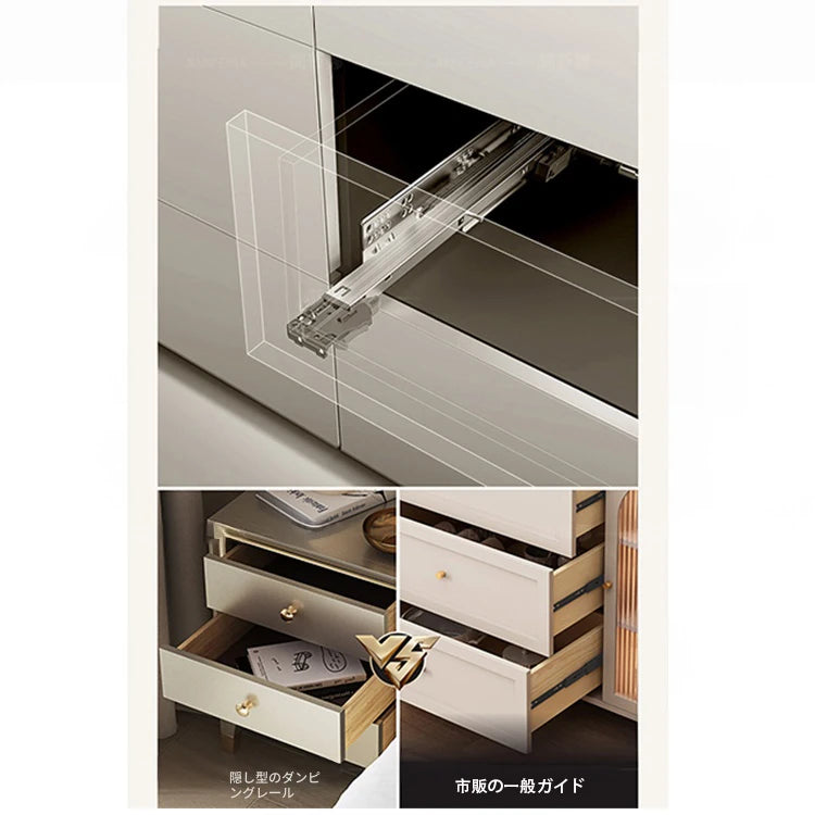 エレガントなデザインのパイン材ナイトテーブル - 3段引き出し付き、寝室の必需品 fjfn-5273