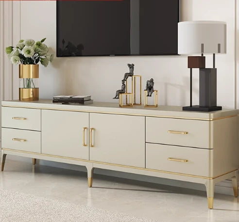 高級パイン材おしゃれTVキャビネット - 多層板デザイン、収納力抜群! fjfn-5278