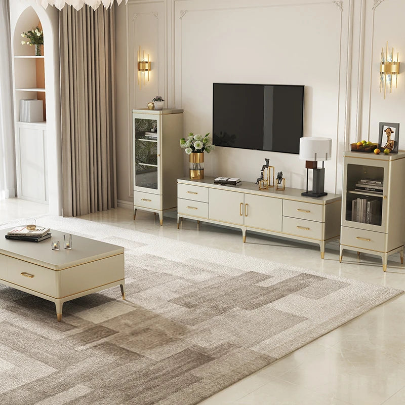 高級パイン材おしゃれTVキャビネット - 多層板デザイン、収納力抜群! fjfn-5278