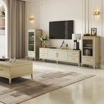 高級パイン材おしゃれTVキャビネット - 多層板デザイン、収納力抜群! fjfn-5278