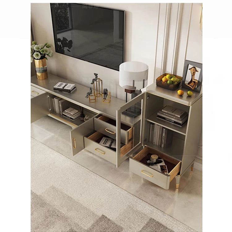 高級パイン材おしゃれTVキャビネット - 多層板デザイン、収納力抜群! fjfn-5278