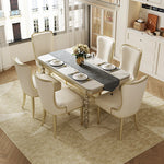 高級感漂う大理石無垢材テーブル - エレガントなダイニング家具で家族や友人との特別な時間を演出 fjfn-5282