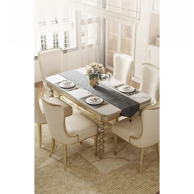 高級感漂う大理石無垢材テーブル - エレガントなダイニング家具で家族や友人との特別な時間を演出 fjfn-5282