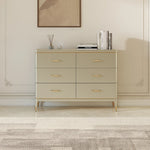 パイン多層板製 シンプルモダンキャビネット 6段引き出し収納 おしゃれインテリア家具 fjfn-5285