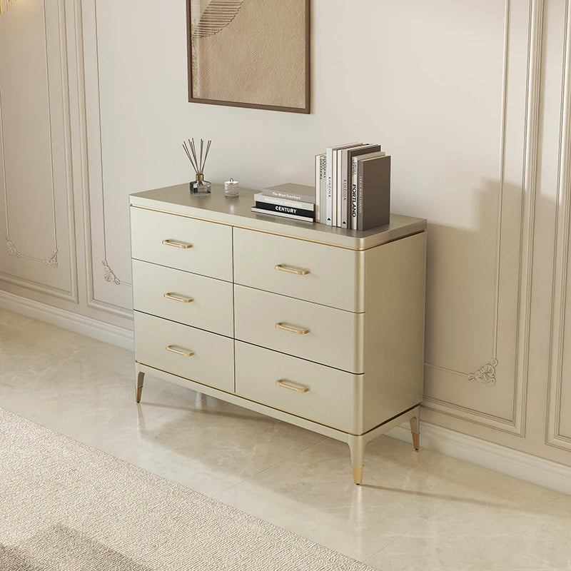 パイン多層板製 シンプルモダンキャビネット 6段引き出し収納 おしゃれインテリア家具 fjfn-5285