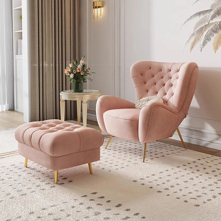 【おしゃれなピンクソファー】無垢材とステンレスの高品質仕上げ|洗練されたデザインでリビングを華やかに fjfn-5289