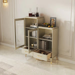 エレガントな無垢材キャビネット - ガラス扉付きのシンプルデザイン収納家具セット fjfn-5292