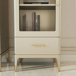 エレガントな無垢材キャビネット - ガラス扉付きのシンプルデザイン収納家具セット fjfn-5292