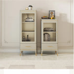 エレガントな無垢材キャビネット - ガラス扉付きのシンプルデザイン収納家具セット fjfn-5292