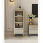 エレガントな無垢材キャビネット - ガラス扉付きのシンプルデザイン収納家具セット fjfn-5292