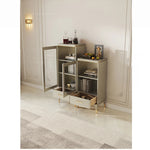 エレガントな無垢材キャビネット - ガラス扉付きのシンプルデザイン収納家具セット fjfn-5292