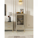 エレガントな無垢材キャビネット - ガラス扉付きのシンプルデザイン収納家具セット fjfn-5292