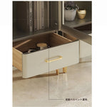 エレガントな無垢材キャビネット - ガラス扉付きのシンプルデザイン収納家具セット fjfn-5292