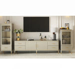 エレガントな無垢材キャビネット - ガラス扉付きのシンプルデザイン収納家具セット fjfn-5292