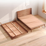 アッシュ材とパインの組み合わせ!ラグジュアリーな多層板ダウンベッド - 快適なシリコンフィルとコーデュロイ仕上げ fjjj-1660