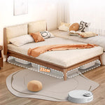 アッシュ材とパインの組み合わせ!ラグジュアリーな多層板ダウンベッド - 快適なシリコンフィルとコーデュロイ仕上げ fjjj-1660