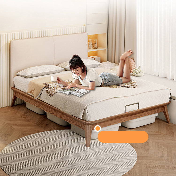 【極上の寛ぎ】アッシュ?パイン材使用 高級本革&合成皮革ベッド fjjj-1662