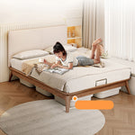 【極上の寛ぎ】アッシュ?パイン材使用 高級本革&合成皮革ベッド fjjj-1662